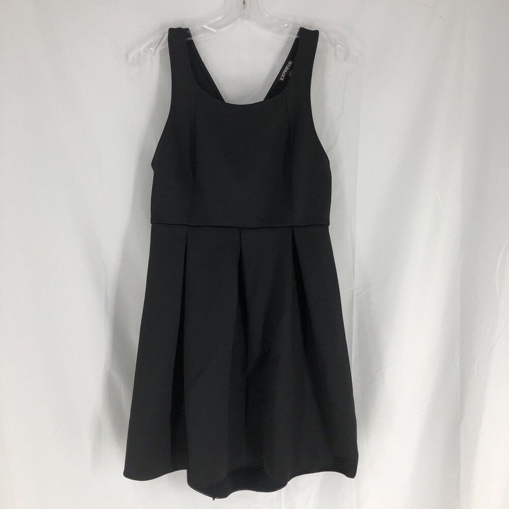 Express Black Sleeveless Open Strappy Back Scuba Knit Fit and Flare Dress 12
